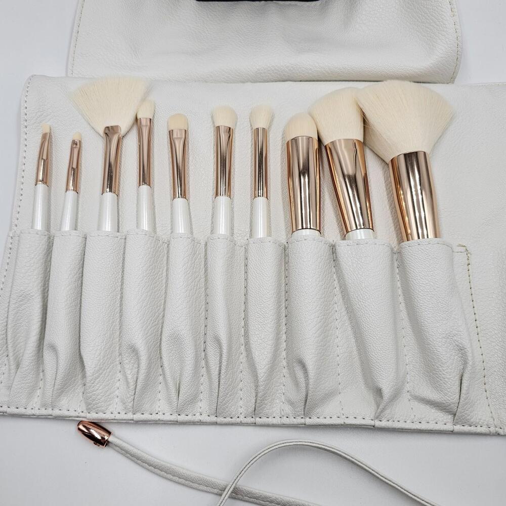 La Beaute Soi Makeup Brush Roll Set Cream Ivory Gold